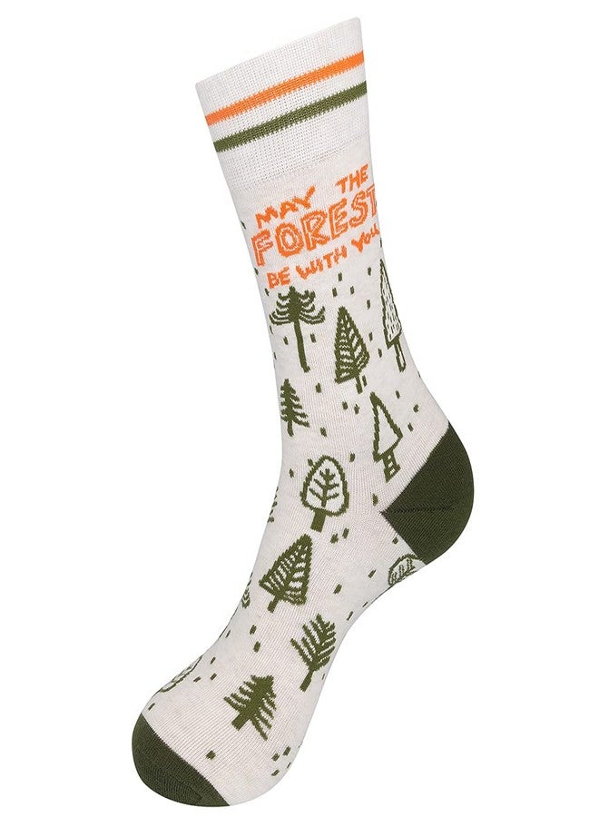 FUNATIC May The Forest Be With You Novelty Crew Socks | Rainforest Earth Day Gift Camp Apparel with 4th Saying for Men Women | Best Save Nature Month Preservation Lover Present | Pine Tree Planet Love - Image 3